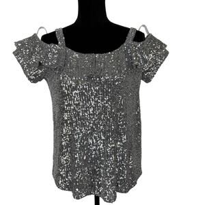 Cable & Gauge Silver Sequins Top - Women's Size M